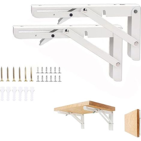 Kaelt - Lot de 2 Lourds Support Console Pliable Rétractable Pour Garage établi, Support d' Étagères Pliable, 12" / 300mm Acier Inoxydable Equerre Rabattable Murale, Charge Maximale: 60 kg/132lb (1/4)