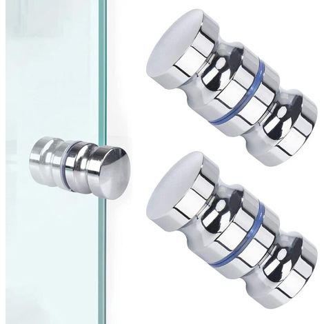 2 Stück Duschtürknauf, runder Duschtürknauf, Edelstahl-Duschknöpfe, Duschtürknauf, Türgriffe für Badezimmer, Glastür, Schiebetür, INHHUB