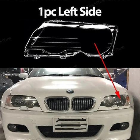 Frontscheinwerferabdeckung, transparente Scheinwerferschale, passend für BMW E46 Coupé und Cabriolet (1999–2003, Vor-Facelift) sowie M3 (2000–2006) – 1 Stück, links