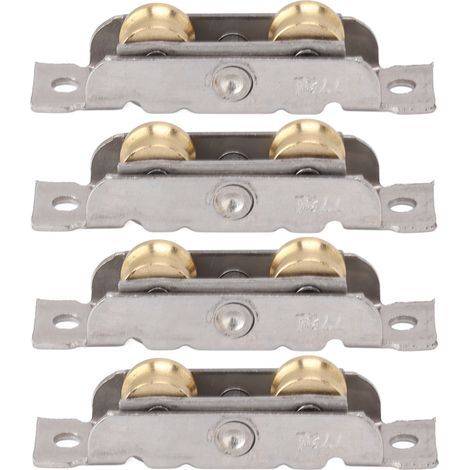 Ensemble de 4 roulettes pour porte-fenêtre coulissante, en acier inoxydable et cuivre, avec roulement à billes. Roue concave pour porte vitrée. (1/5)