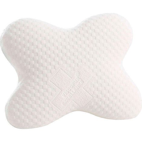 Oreiller cervical viscoélastique papillon 4 zones de confort – Ergonomie pour sommeil latéral – Noyau perforé et aération optimale – 58x46,5x12,5cm – Aznar