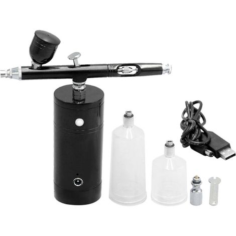 Kit aérographe rechargeable USB, compresseur double action, noir, pour maquillage, peinture – DELKEVIC (1/5)
