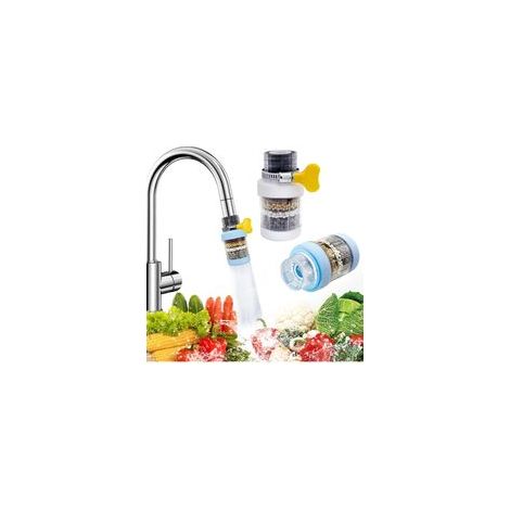 Lot de 2 filtres à eau pour robinet de cuisine, filtre à charbon actif, élimine le chlore, le fluorure, les métaux lourds, adoucisseur d'eau dure, la cuisine, la salle de bain (1/5)