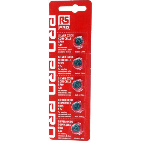 Pile bouton SR69 RS PRO, 1.55V, 9.5mm ( Prix pour Paquet de 5 )