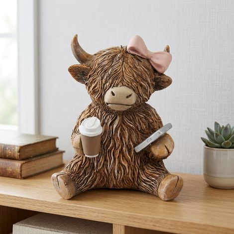 Coffeeholic Highland Cow Decorative Ornament (1/2)