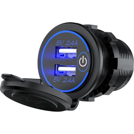 DEESSE SHOP - Double prise de chargeur de voiture USB 4,8 A Prise de courant étanche pour chargeur de voiture Adaptateur de chargeur de voiture à charge rapide pour véhicules 12 V 24 V Voiture Bateau (1/5)
