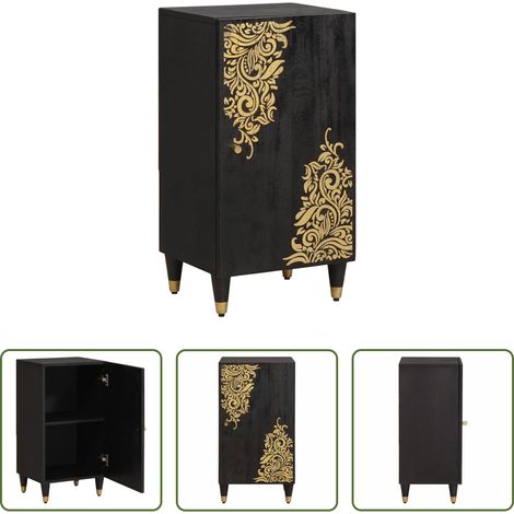 vidaXL Rangement - Buffet avec étagère Noir 40 x 33 x 75 cm Bois de mangue massif (1/5)