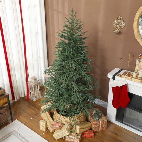 Sapin de Noël artificiel 180 cm ignifuge, 1814 branches réalistes, pied métallique pliable, arbre décoratif robuste pour intérieur. (1/5)