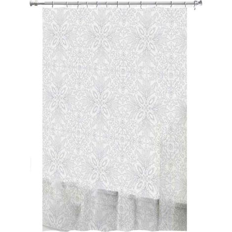 Tenda per doccia vasca da bagno bianca impermeabile pvc 12 ganci decorata con foglie 200x240 cm