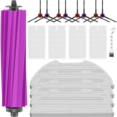 18-teiliges Zubehörset für den Eureka E20 Plus Saugroboter: 1 Hauptbürste, 4 Reinigungstücher, 4 HEPA-Filter, 8 Seitenbürsten, 1 Reinigungsbürste (1/4)