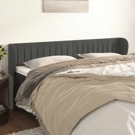 vidaXL Cabecero de terciopelo gris oscuro 183x23x78/88 cm (1/5)