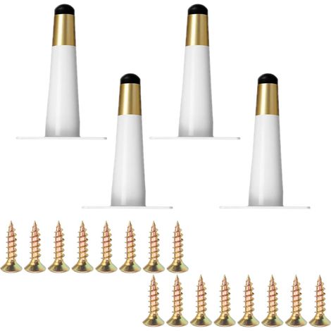 4 Stück Möbelfüße Eisen Gold Weiß, Metallbeine für Möbel, Kegel Möbelbeine Gerade Ersatz-Möbelbeine mit Schrauben für Stühle Tische Schränke Stuhl Schreibtisch (10cm/4’’) (Gold und Weiß, 10 cm) (1/5)