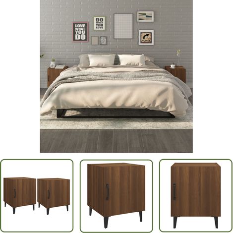 SKM Tables de chevet 2 pcs Chêne marron Bois d'ingénierie (1/5)