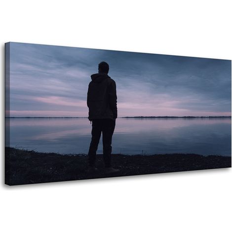 Leinwanddruck Landschaft See Mann 80x40