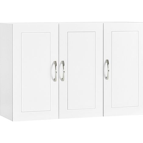Armadietto pensile da bagno Mobile da parete per il cucina 3 ante 90x30x60cm SoBuy Bianco FRG231-L-W