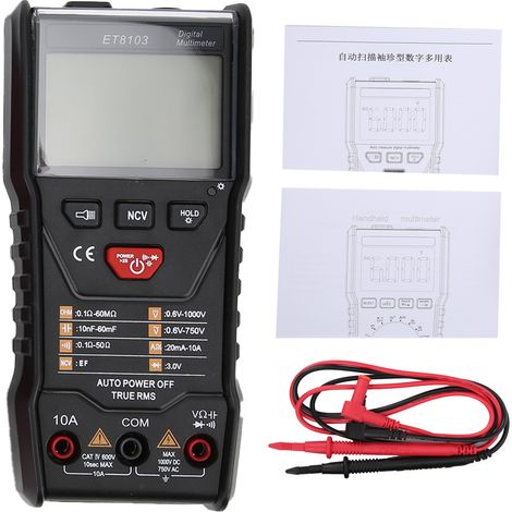 ET8103 Multimètre Intelligent Numérique à Rétroéclairage LCD, Testeur de Tension Portable pour Usage Extérieur (1/5)