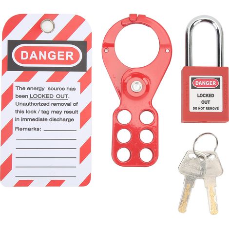 Kit de consignation/déconsignation avec cadenas de sécurité à moraillon, clés Loto Tag inviolables pour équipements industriels, anse de 38 mm (1,5 po). (1/5)