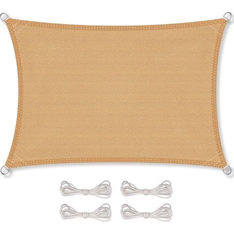 CelinaSun Sonnensegel für Garten/Balkon, atmungsaktives HDPE-Polyethylen, rechteckig, 2 x 5 m, Beige/Sand (1/5)