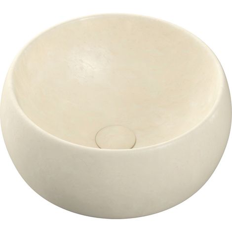 Signature Serena Round Countertop Basin with Unslotted Waste 400mm Wide 0 Tap Hole - Stone Effect (1/4)