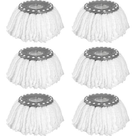 6 Pcs Tête Microfibre Balai, Rond Tête de Vadrouille Rechange Rotative à 360, Rond Têtes Mop à Franges Universelles pour Balai Rotatif Standard (1/5)
