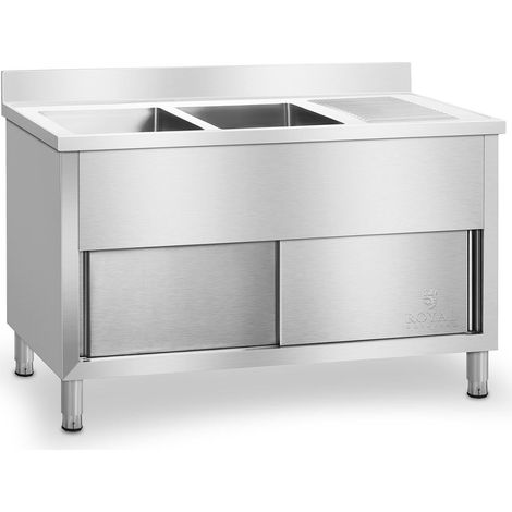 Double plonge inox acier inoxydable 140 cm professionnelle (1/5)