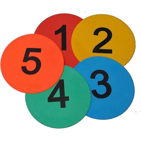 Cônes plats numérotés de 20 cm (8 pouces) pour marquage de sol intérieur/extérieur, numéros 1 à 5 (1/5)