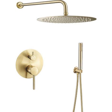 Conjunto de ducha empotrada monomando SLIGO oro cepillado Ø 30cm Dorado