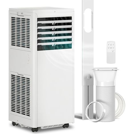 Climatiseur mobile - HOMCOM - 7000BTU - refroidissement, déshumidificateur, ventilateur, mode nuit - ABS - 29,7x28,8x69,7cm - blanc
