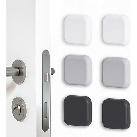 Lot de 6 butoirs de porte en silicone – Autocollants – Blanc, gris, noir – Protection murale – Silencieux – Faciles à installer (1/5)