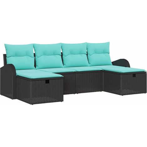 Garden Sofa Set with Cushion 6 pcs Black Poly Rattan vidaXL (1/5)