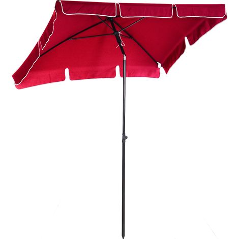 Outsunny Garten-Sonnenschirm, rechteckiger, neigbarer Sonnenschirm, Aluminium und hochdichtes Polyester, 2 x 1,3 m, Rot