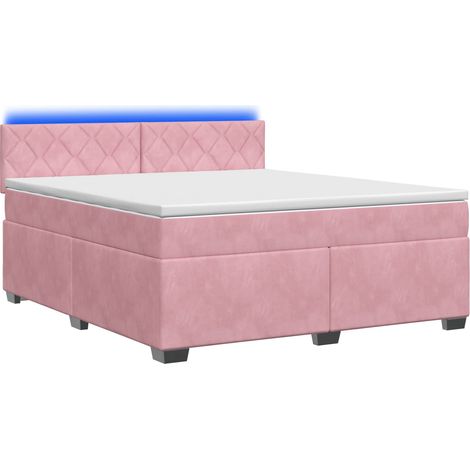 Maison Exclusive - Lit de box spring avec matelas et LED Rose 160 x 200 cm Velours (1/5)