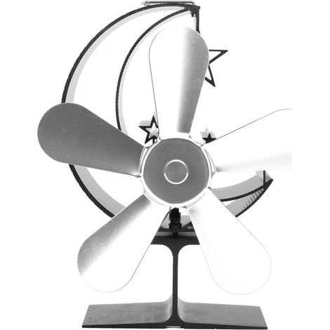 Ventilateur de Cheminée à 5 Pales Alimenté par la Chaleur, Alliage d'Aluminium, Dissipation Thermique Rapide pour Poêle à Bois Argenté (1/5)