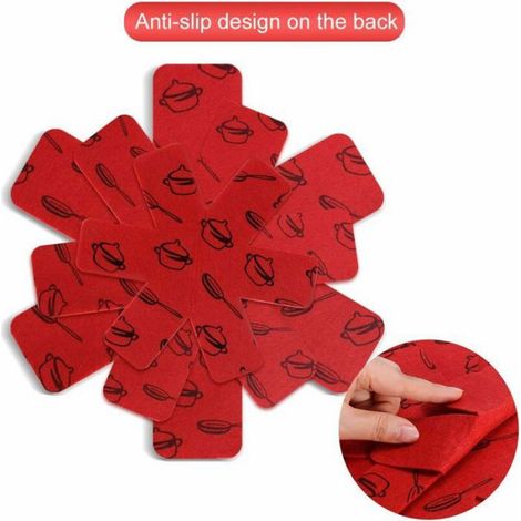 Protection Casseroles - - Lot de 15 - Feutre Rembourré - Couleur Rouge - Anti-Rayures (1/4)