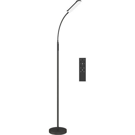 LED Floor Lamp, Standing Lamp with Remote & Touch Control, Stepless Dimmable Colours Temperature & Brightness, 360° Adjustable Gooseneck, 1 Hour Timer, Memory Function for Living Room, Black