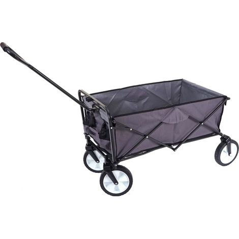 [JAMAIS UTILISÉ] Chariot pliable HHG-551, charette à bras, charette de jardin, sans toit/poche arrière, gris