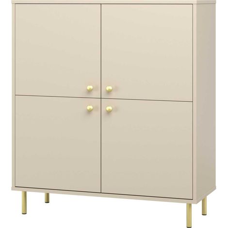 Cassettiera Venus a quattro ante con gambe in metallo color oro cashmere (1/5)