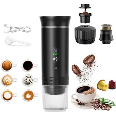 Machine à Café Portable, Machine à Expresso Électrique avec Auto-chauffage, Machine à Café à Capsules 2 en 1 de Café pour le Camping, la Randonnée, les Voyages (1/5)