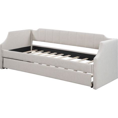 Polster-Tagesbett in Beige mit Ausziehbett 90 x 200 / 90 x 190 cm (1/5)