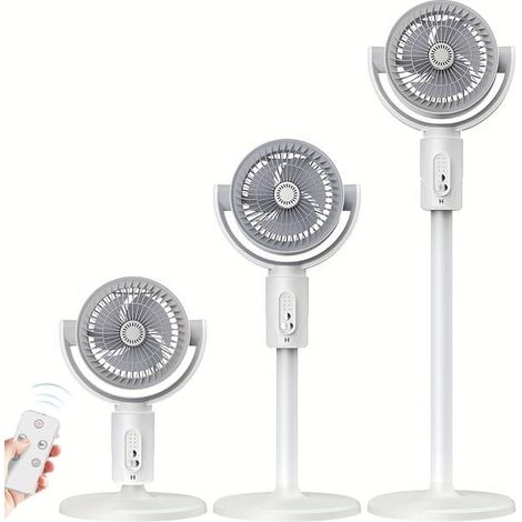 Ventilatore da pavimento portatile a 360° con altezza regolabile, 5 velocità, porta di ricarica Type-C (1/5)