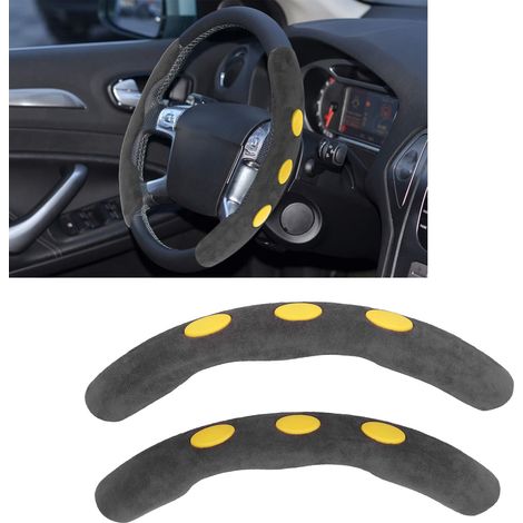 Universeller Lenkrad- und Lenkerbezug aus schwarzem Wildleder für Ford Mondeo (1/5)