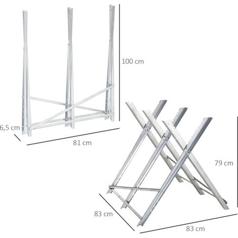 Kettensägebock Sägebock zusammenklappbar Sägegestell für Brennholz Silber Metall 83 x 83 x 79 cm (1/5)