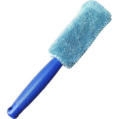 Lntyq Brosse pour Jantes Auto en Microfibres, Brosse à Nettoyage pour La Pneu de Voiture, 2Pcs Qualité Supérieure Douce Brosse Jantes, Outil de Lavage et d'entretien des Pneus sans Rayures(Bleu)2854CM (1/4)