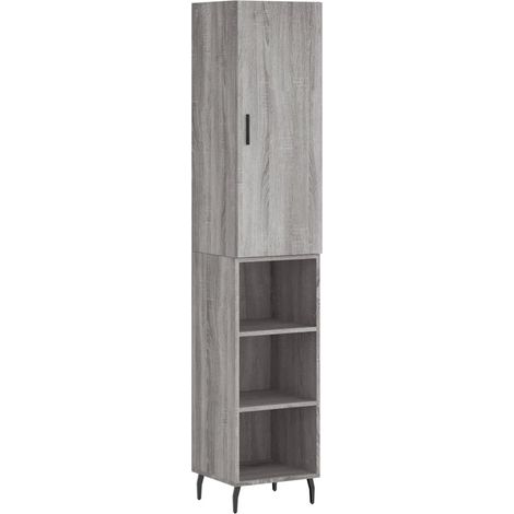 Buffet bahut commode armoire meuble de rangement organisateur cuisine salle de séjour salon haut sonoma 34,5 x 34 x 180 cm bois d'ingénierie gris