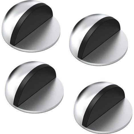 Door Stops, Set of 4 Stainless Steel Door Stops and Bumpers with Rubber Bumpers, Adhesive Door Stops for All Hard Floors (1/5)