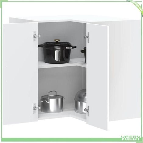 Meuble de cuisine - Kalmar - Armoire murale d'angle - Bois d'ingénierie - Blanc (1/5)