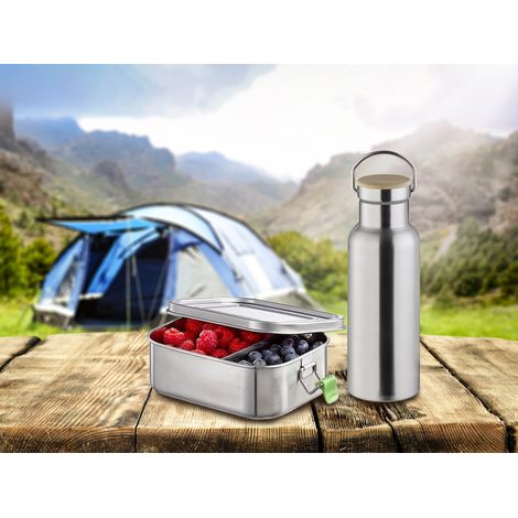Pausen Set Lunchbox 0,8 Ltr. & Trinkflasche 500ml aus Edelstahl, auslaufsicher (1/5)