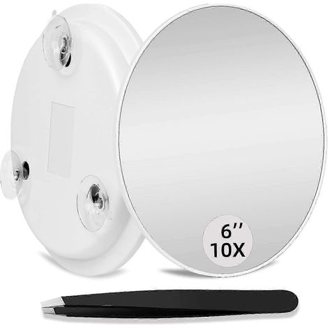 Miroir grossissant avec trois ventouses et pince à épiler pour le maquillage (1/5)