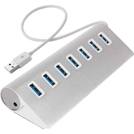 Herfair Hub USB 3.0 à 7 ports - Transfert de données haute vitesse - 4 ports USB - Répartiteur USB (7 ports) (1/5)