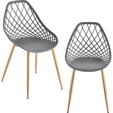 Set de 2 chaises de salle à manger siège en plastique 83 cm gris